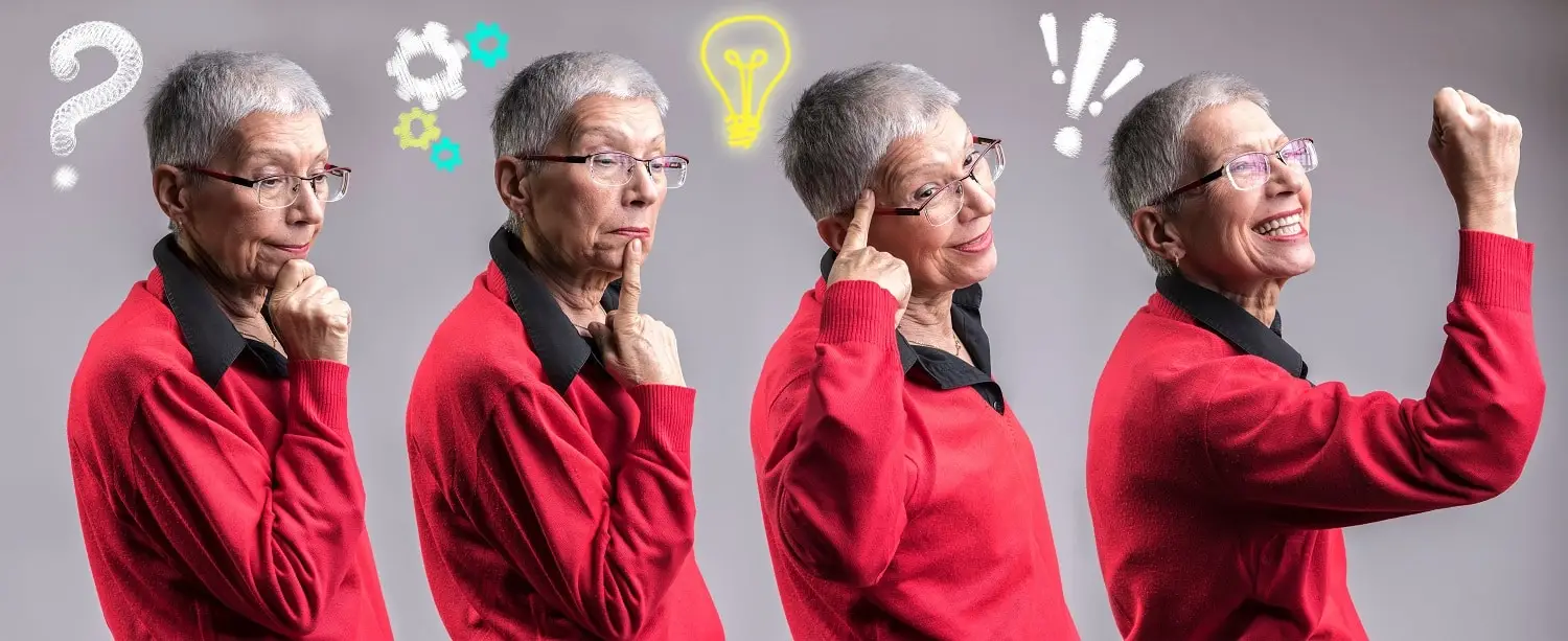 Image of a woman forgetting something and then remembering what it was.