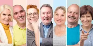 Photo collage of older people.