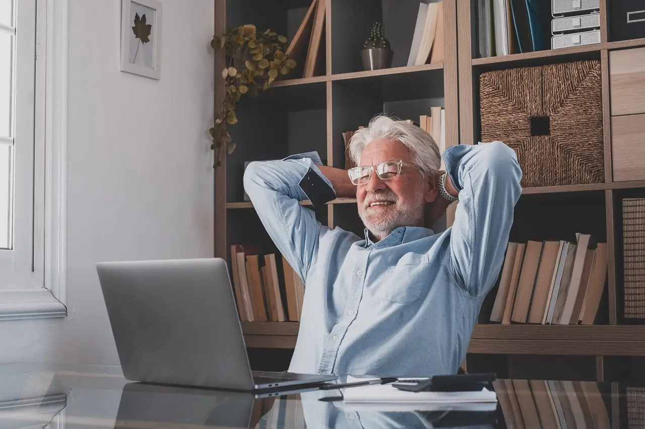 Photo of a happy older man filled with purpose.