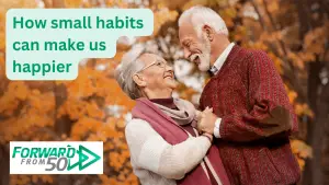 Special banner declaring small habits can make us happier.