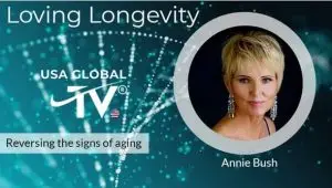 Logo of the Loving Longevity TV show.