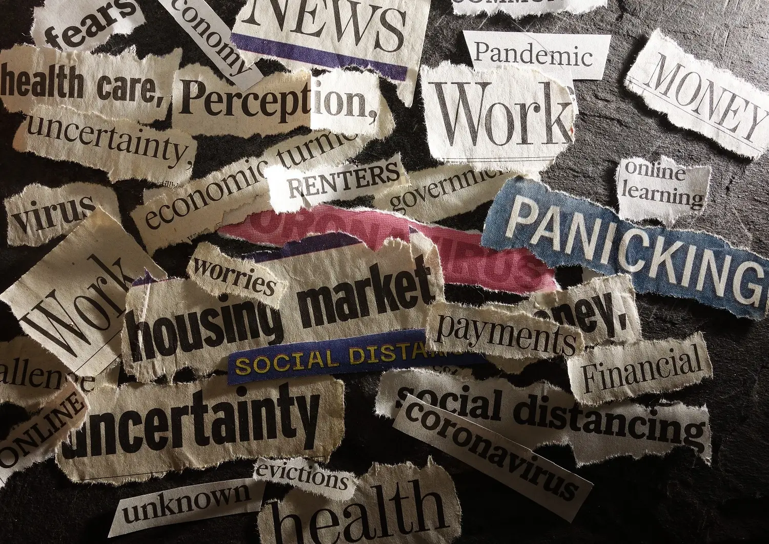 Image of negative news headlines.