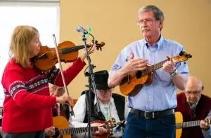 Mabel Vogt, 81, and Scott Hallett, 75, with the Palouse Area Fiddlers - Photo by Frankie Beer for The Spokesman-Review