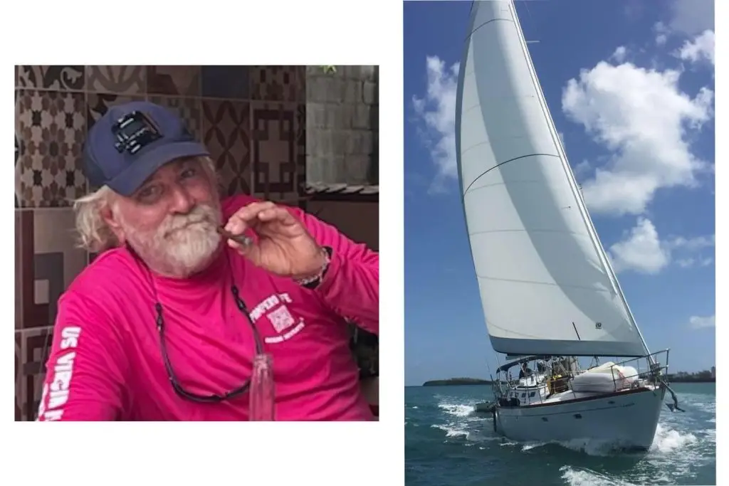 Photo of Mark Reinhardt and his sailboat.