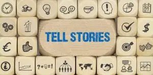 Collage of images encouraging people to tell their stories