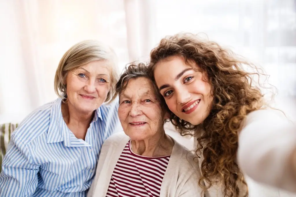 Photo of three generations of women.