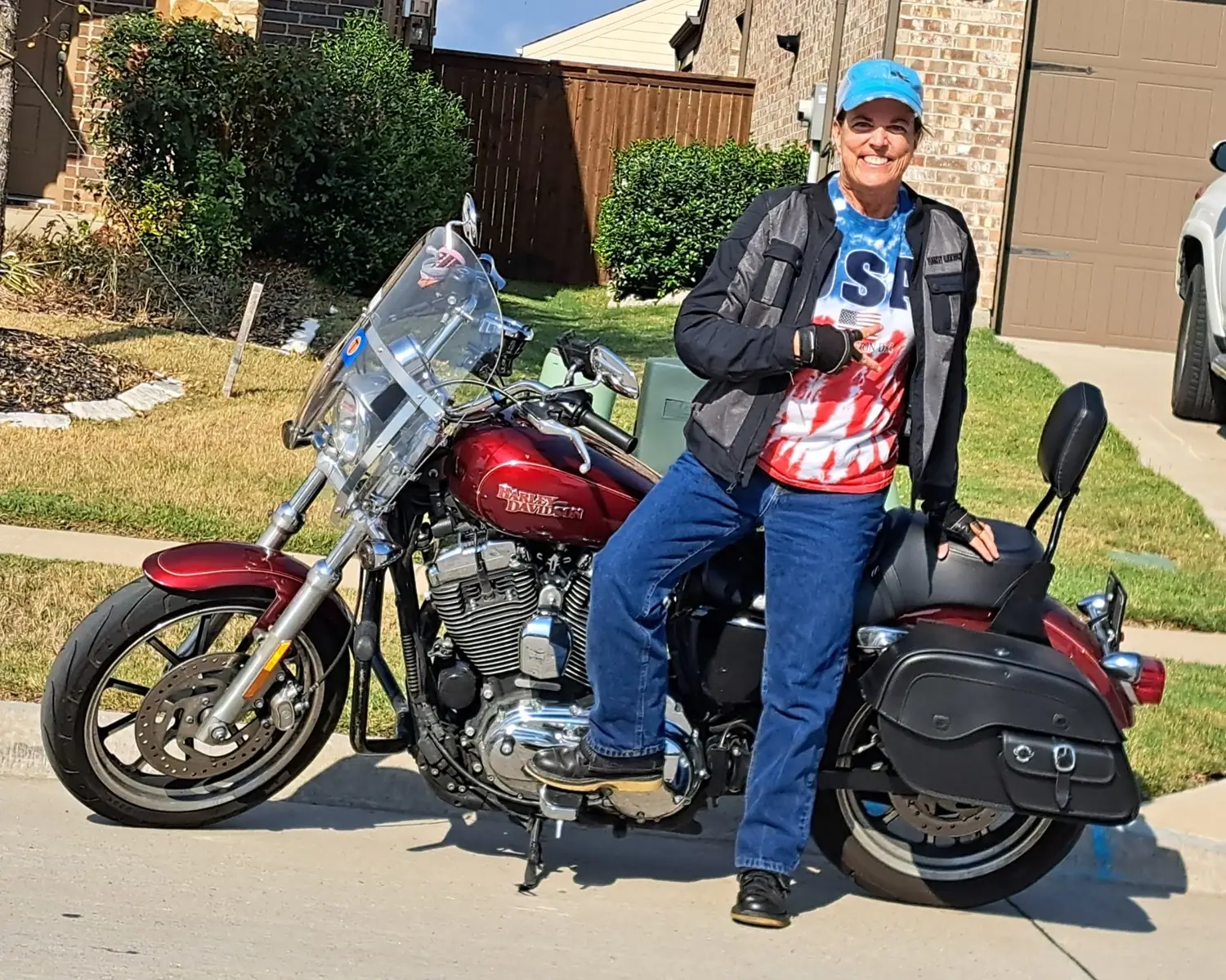 Tepe Hamilton with her motorcycle.