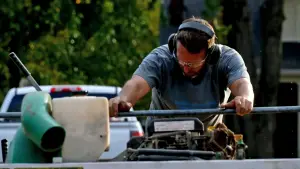 Tad Derrickson operates a mobile saw mill to give new purpose to old trees. Photo by NewsChannel 5