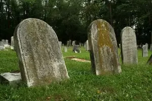 Photo of old, dirty tombstones