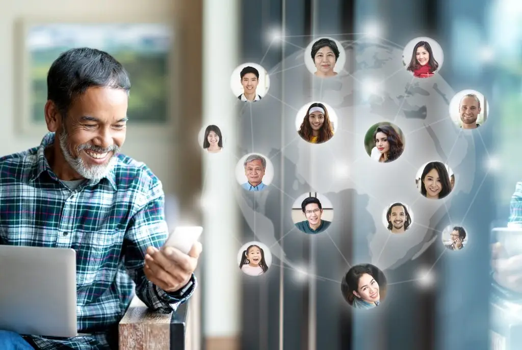 Diagram showing how many people can be connected with online or in person.