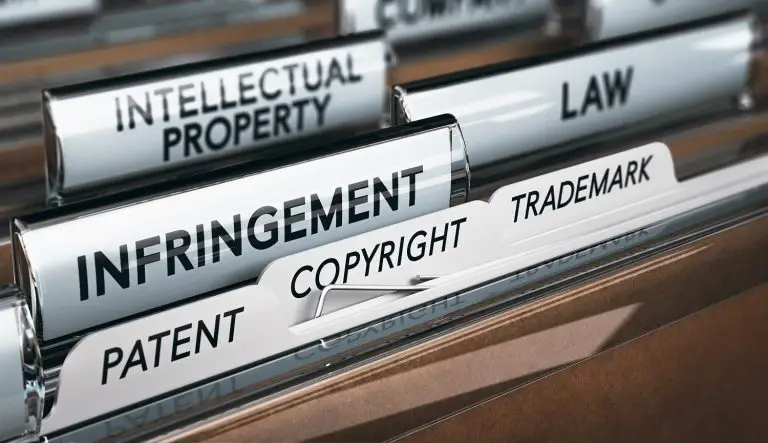Photo of legal files for copyright infringement.
