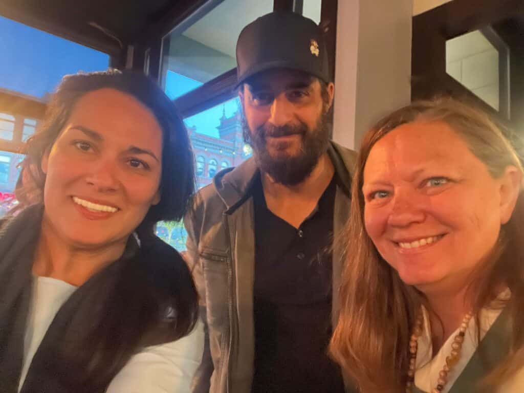 From left: Maria Borrego, Jonathan Roumie (who plays Jesus on The Chosen) and Shey Keith.